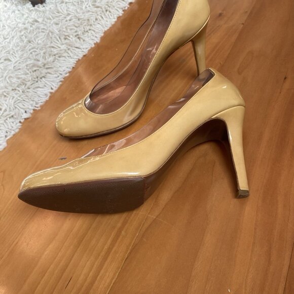 Walter Steiger Heels Pin Up Nude Beige Camel Pumps 38 / 7.5 Patent Leather Round - Picture 13 of 13
